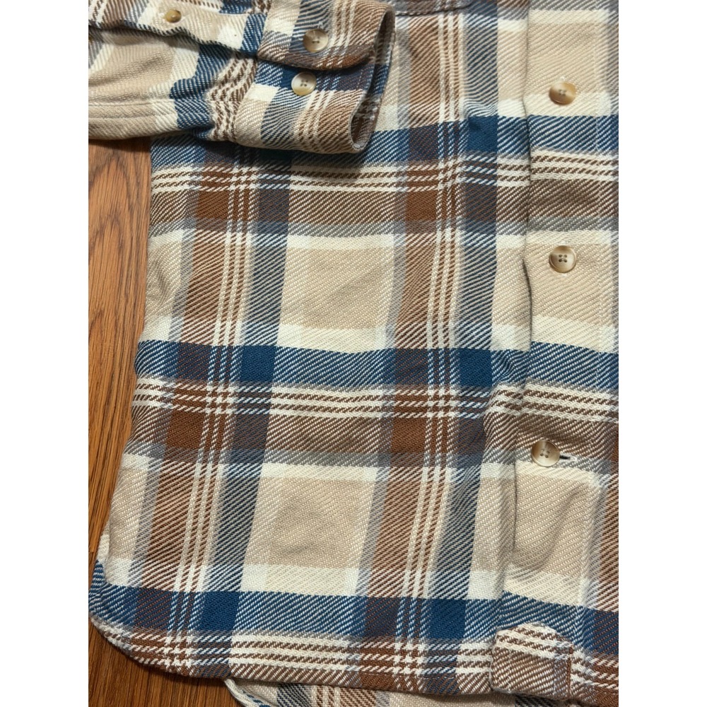 Atlantic Rancher Shirt Mens Medium Plaid Linen Blend Workwear Button Front - Picture 8 of 13